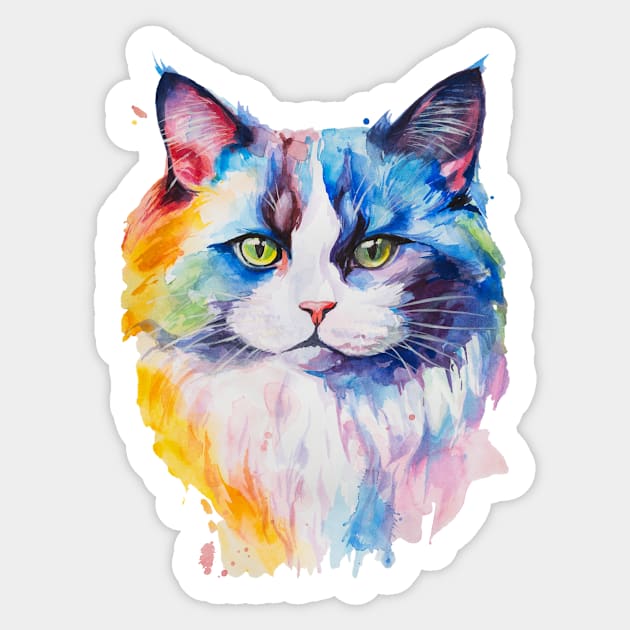 watercolor Ragdoll Cat Sticker by MariDein